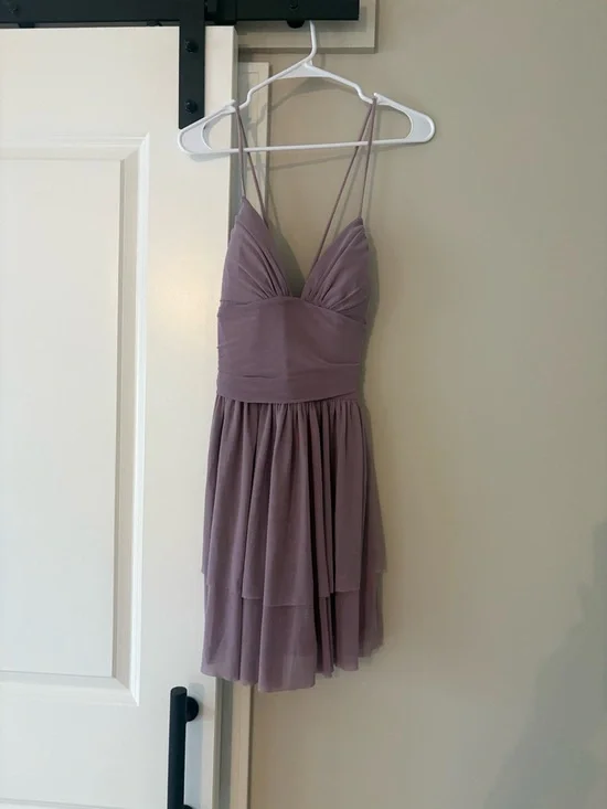 HALARA Lavender Lace Up Mesh Layered Mini Dress NWOT - Picture 3 of 4